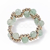 Natural Green Aventurine & Glass Seed Braided Bead Finger Ring RJEW-JR00465-02-4
