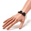 Natural Crackle Quartz & Lava Rock Round Beads Stretch Bracelets Set BJEW-JB07205-6