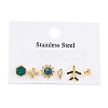 304 Stainless Steel Rhinestone Stone Dyeing Stud Earrings EJEW-S224-04G-02-2