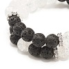 Natural Crackle Quartz & Lava Rock Round Beads Stretch Bracelets Set BJEW-JB07205-8