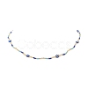 Brass Evil Eye & Glass Beaded Chain Necklace NJEW-JN04312-2
