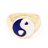 Yin Yang Pattern Flat Round Enamel Finger Ring for Girl Women RJEW-Z010-04LG-RS-2