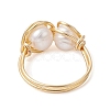 Natural Pearl Braided Bead Style Finger Ring RJEW-JR00614-4