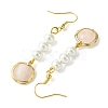 Shell Pearl & Natural Rose Quartz Dangle Earrings EJEW-JE05995-4