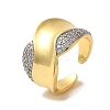 Rack Plating Brass Micro Pave Clear Cubic Zirconia Cuff Rings for Women RJEW-G325-13A-GP-1