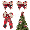 AHADEMAKER 3Pcs 2 Style Tartan Pattern Linen Type Cloth Bowknot Display Decoration AJEW-GA0004-38A-1