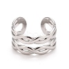 Non-Tarnish 304 Stainless Steel Hollow Chunky Open Cuff Ring for Women RJEW-A005-40P-1