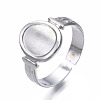 Non-Tarnish 304 Stainless Steel Oval Open Cuff Ring RJEW-T023-53P-3