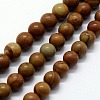 Natural Wood Lace Stone Beads Strands G-I199-17-12mm-1