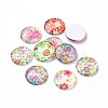 Half Round/Dome Floral Printed Glass Cabochons X-GGLA-A002-25mm-UU-1