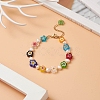 Millefiori Glass Flower & Natural Pearl Beaded Bracelet for Women BJEW-JB09138-2