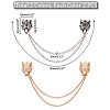 AHADEMAKER 4Pcs 2 Colors Double Fox Rhinestone with Hanging Safety Chains Brooch JEWB-GA0001-14-4