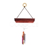 Wood and Natural Agate Wind Chime Pendants HJEW-H054-02-2