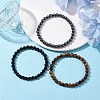 3Pcs 3 Style Natural & Synthetic Mixed Stone Round Beaded Stretch Bracelets BJEW-JB10178-02-2