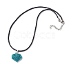 3D Heart Glass Seed Beads Pendant Necklaces NJEW-MZ00046-01-4