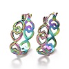 Ion Plating(IP) Rainbow Color Hollow Heart 304 Stainless Steel Hoop Earrings for Women STAS-A057-11MC-1