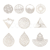 Fashewelry 40Pcs 10 Style 201 Stainless Steel Filigree Pendants STAS-FW0001-26-10