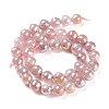 Round Natural Electroplated Strawberry Quartz Beads G-P447-B02-01-2