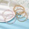 5Pcs 5 Style Natural Rose Quartz & Brass Beaded Stretch Bracelets Set for Women BJEW-JB09663-02-2