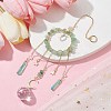 Natural Green Aventurine Chip Pendant Decorations with Brass Moon & Cable Chain & Electroplated Quartz Crystal Tassel HJEW-JM01650-01-2