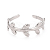 Non-Tarnish 304 Stainless Steel Leaf Wrap Open Cuff Ring for Women RJEW-C025-15P-3