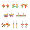 ANATTASOUL 8 Pairs 8 Styles Cactus & Avocado & Horse Acrylic Dangle Earrings EJEW-AN0001-38-1