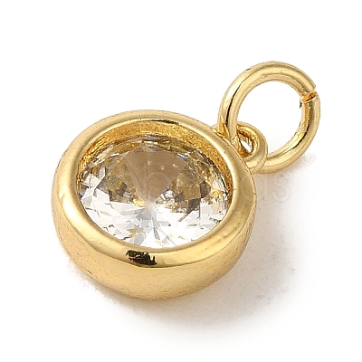 Brass with Single Clear Cubic Zirconia Pendants KK-R162-019G-1