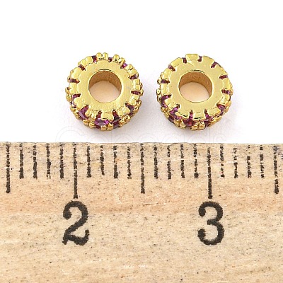 Rack Plating Brass Micro Pave Cubic Zirconia Spacer Beads KK-F089-36G-02-1