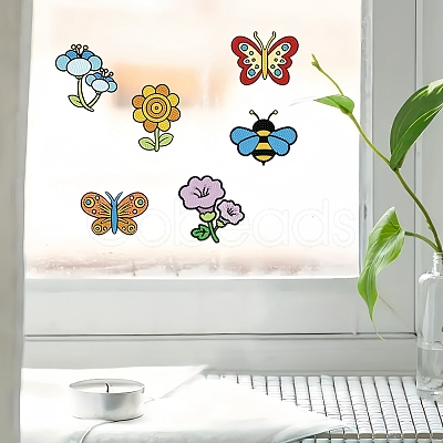 8Pcs Insects & Plants DIY Diamond Sticker Kits PW-WG74ECF-01-1