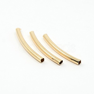 Brass Smooth Curved Tube Beads X-KK-O031-B-08-1