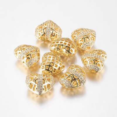 Brass Cubic Zirconia Beads ZIRC-F004-31G-1