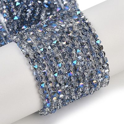 Electroplate Glass Beads Strands GLAA-Q105-02E-1