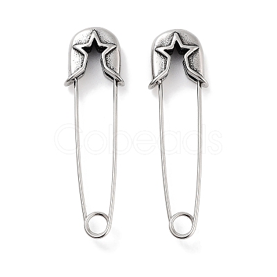 Star 316 Surgical Stainless Steel Safety Pin Hoop Earrings for Women EJEW-Z050-31C-AS-1