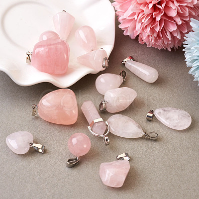 Heart Gemstone Pendants G-TA0001-19-1