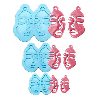 3Pcs 3 Style Abstract Face Silicone Molds DIY-LS0003-13-1