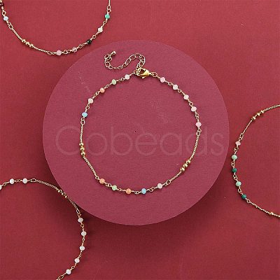 Handmade Glass Beads Anklets AJEW-SZ0001-81-1