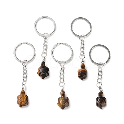 Tortoise Natural Tiger Eye Keychain KEYC-G055-01P-01-1