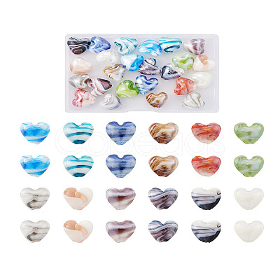 Cheriswelry 24Pcs 12 Colors Handmade Lampwork Beads LAMP-CW0001-03-1