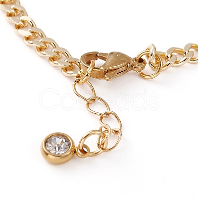 Golden Plated Brass Enamel Chain Bracelets BJEW-JB05881-1