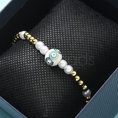 Brass Beaded Stretch Bracelets for Women BJEW-G736-03A-1