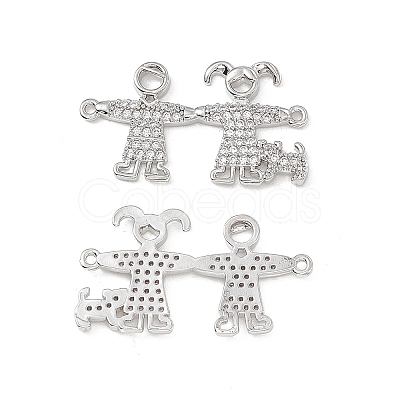 Brass Micro Pave Clear Cubic Zirconia Connector Charms KK-E068-VB333-1