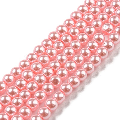 10 Strands Baking Painted Pearlized Glass Pearl Round Bead Strands HY-SZ0001-02A-01-1