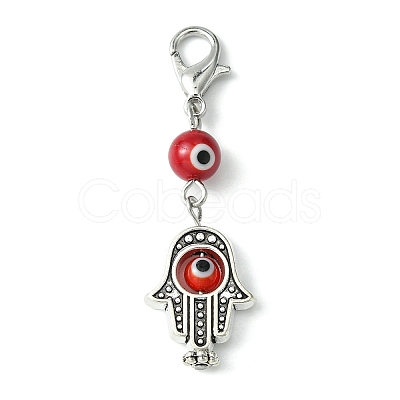 Handmade Evil Eye Lampwork Round Pendant Decorations HJEW-JM00745-1