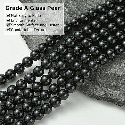 Eco-Friendly Glass Pearl Bead Strands X-HY-A008-8mm-RB080-1