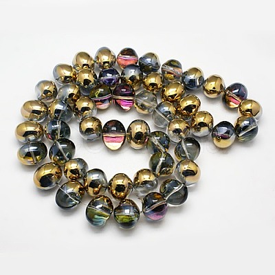 Half Plated Crystal Glass Oval Beads Strands EGLA-F027-C03-1