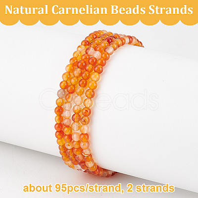 Olycraft 2 Strands Natural Carnelian Beads Strands G-OC0004-99-1