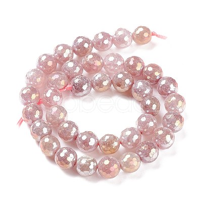 Round Natural Electroplated Strawberry Quartz Beads G-P447-B02-01-1