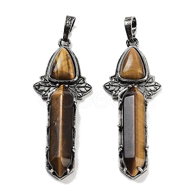 Natural Tiger Eye Sword Big Pendants G-Q163-08AS-08-1