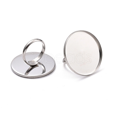 Non-Tarnish 304 Stainless Steel Pad Ring Settings STAS-I184-01B-P-1