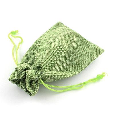 Polyester Imitation Burlap Packing Pouches Drawstring Bags X-ABAG-R005-18x13-02-1